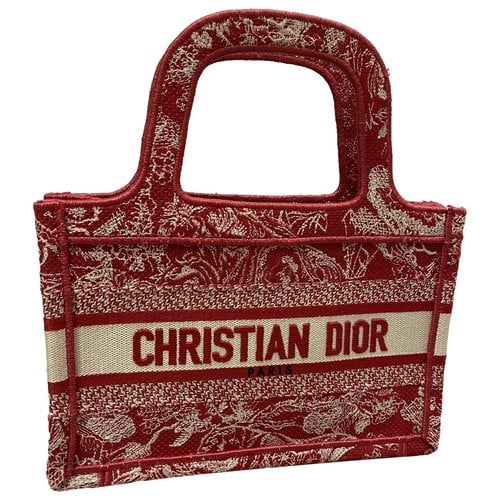 Pre-owned Dior Book Tote Fabric Tote In Red