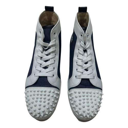 Pre-owned Christian Louboutin Louis Leather High Trainers In Blue