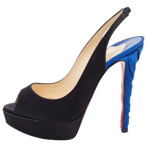 Pre-owned Christian Louboutin Fabric Sandal In Black