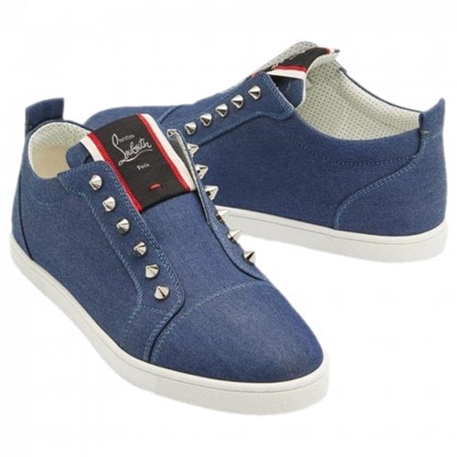 Pre-owned Christian Louboutin Fabric Trainers In Blue
