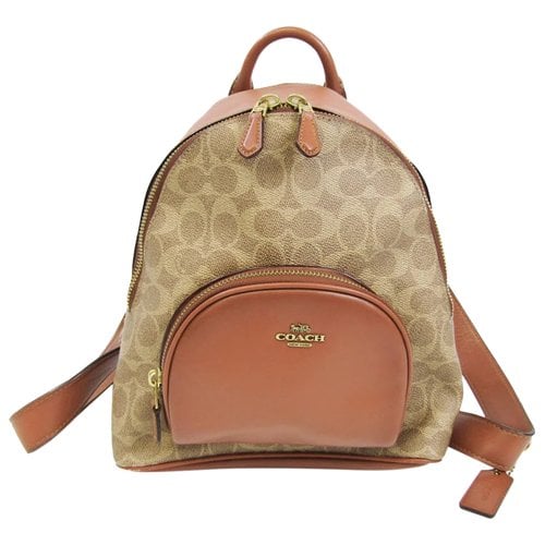 Pre-owned Coach Fabric Backpack In Beige
