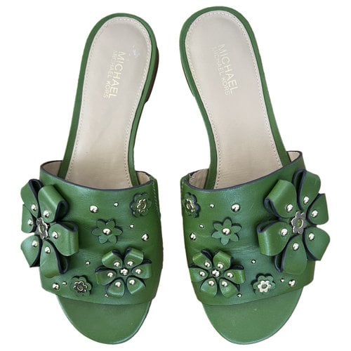 Pre-owned Michael Kors Leather Mules & Clogs In Green