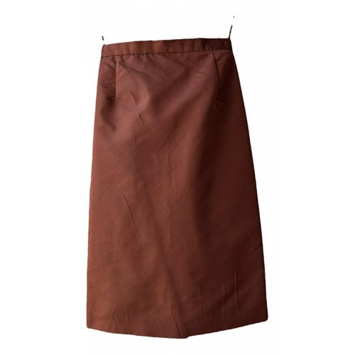 Pre-owned Prada Silk Mid-length Skirt In Burgundy