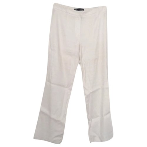 Pre-owned Les Copains Linen Large Pants In White