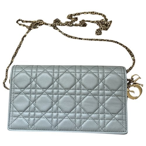 Pre-owned Dior Wallet On Chain Leather Crossbody Bag In Grey
