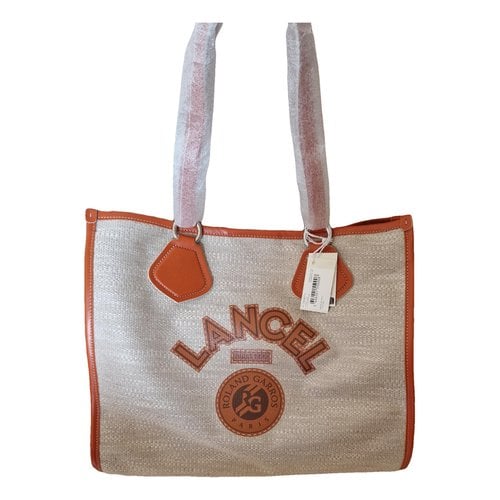Pre-owned Lancel Fabric Handbag In Beige