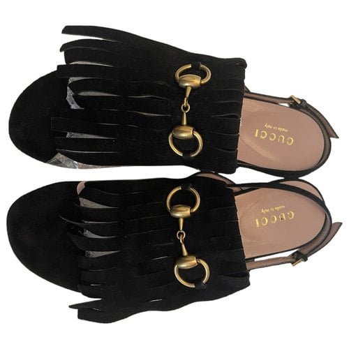 Pre-owned Gucci Marmont Sandal In Black