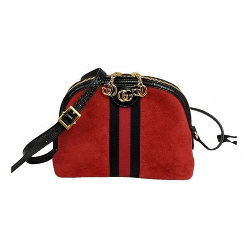 Pre-owned Gucci Ophidia Dome Leather Crossbody Bag In Red