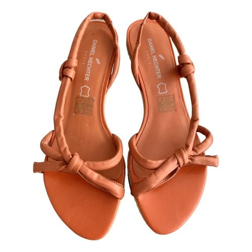 Pre-owned Daniel Hechter Leather Sandals In Orange