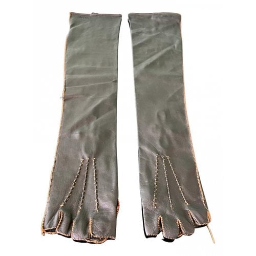 Pre-owned Prada Leather Long Gloves In Black