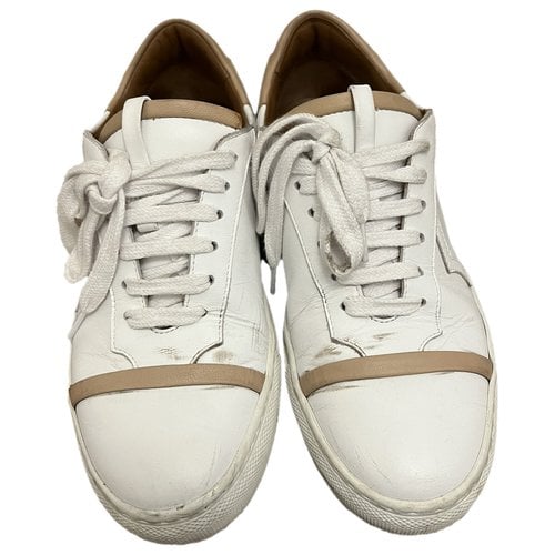 Pre-owned Malone Souliers Calfskin Trainers In White