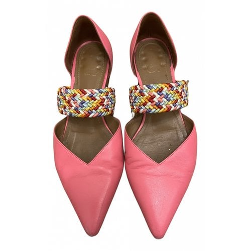 Pre-owned Malone Souliers Leather Flats In Pink