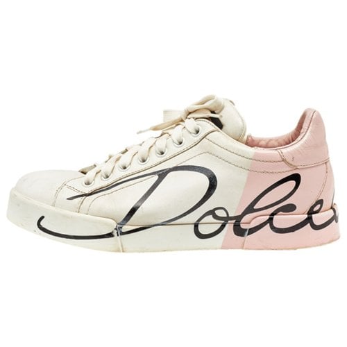 Pre-owned Dolce & Gabbana Patent Leather Trainers In White