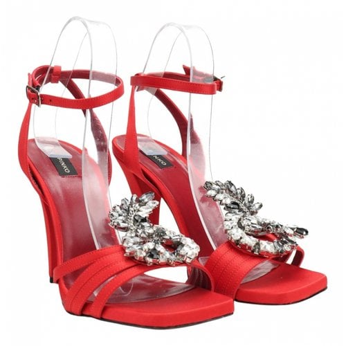 Pre-owned Pinko Fabric Sandal In Red