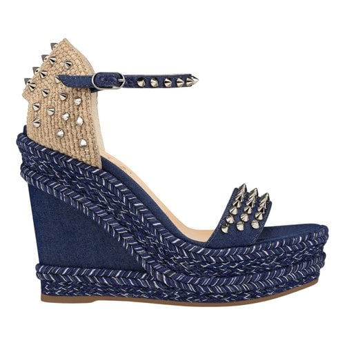Pre-owned Christian Louboutin Fabric Sandal In Blue