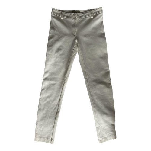 Pre-owned Roccobarocco Slim Pants In White