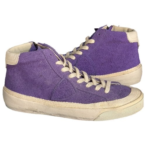 Pre-owned Philippe Model Leather Trainers In Purple