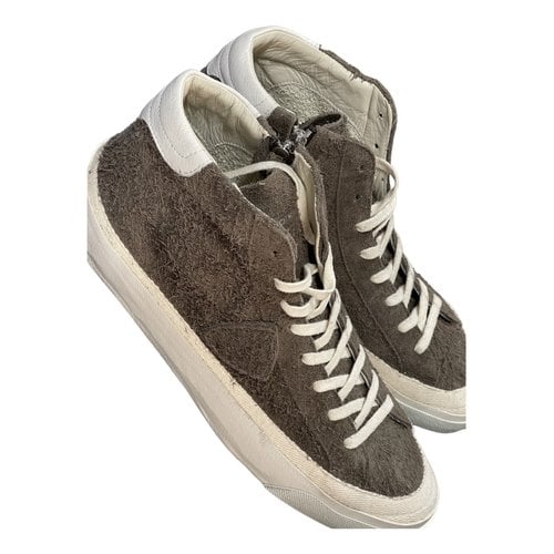 Pre-owned Philippe Model Leather High Trainers In Brown