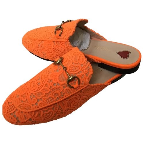 Pre-owned Gucci Fabric Mules & Clogs In Orange