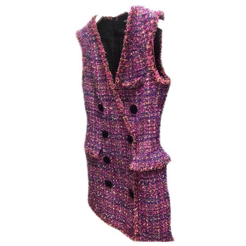 Pre-owned Balmain Tweed Mini Dress In Pink