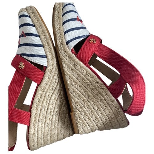 Pre-owned Lauren Ralph Lauren Fabric Sandal In Red