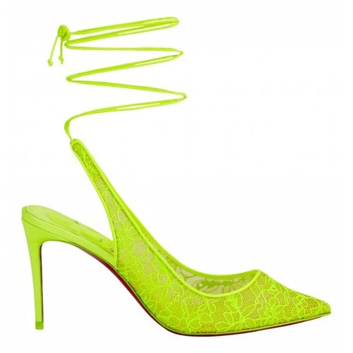 Pre-owned Christian Louboutin Fabric Heels In Yellow