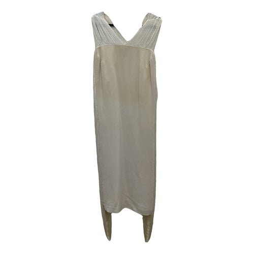 Pre-owned Jil Sander Silk Mid-length Dress In White