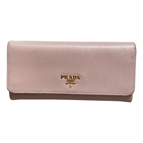 Pre-owned Prada Leather Wallet In Beige