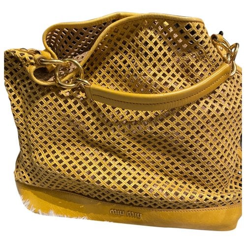 Pre-owned Miu Miu Leather Handbag In Yellow