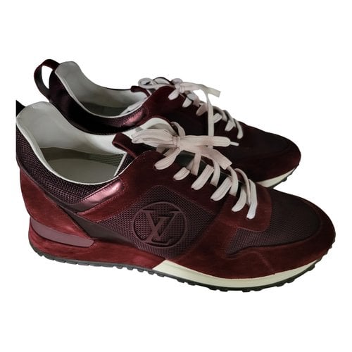 Pre-owned Louis Vuitton Run Away Leather Trainers In Burgundy