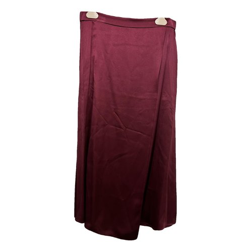 Pre-owned Vince Silk Maxi Skirt In Burgundy