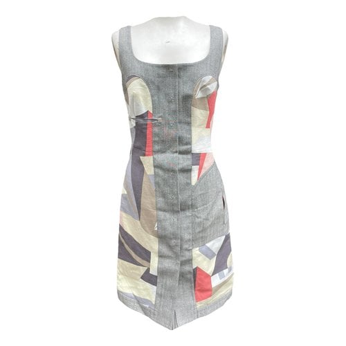 Pre-owned Givenchy Linen Mid-length Dress In Multicolour