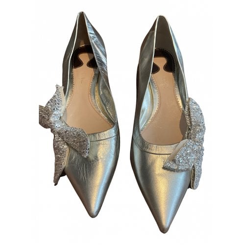Pre-owned Chloé Leather Ballet Flats In Silver