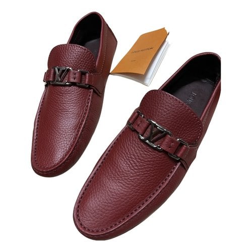 Pre-owned Louis Vuitton Leather Espadrilles In Burgundy