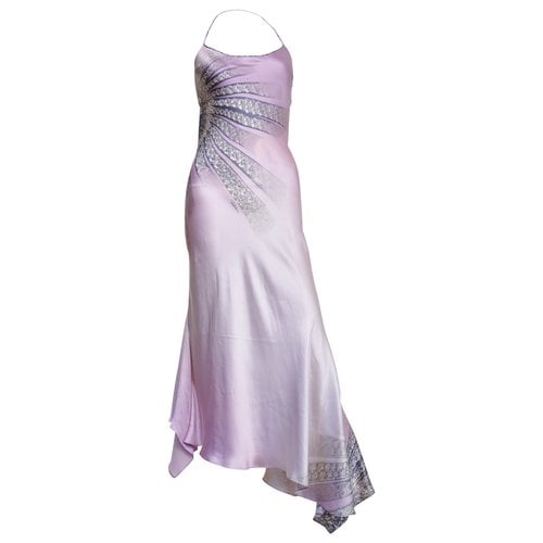 Pre-owned Roberto Cavalli Silk Maxi Dress In Purple