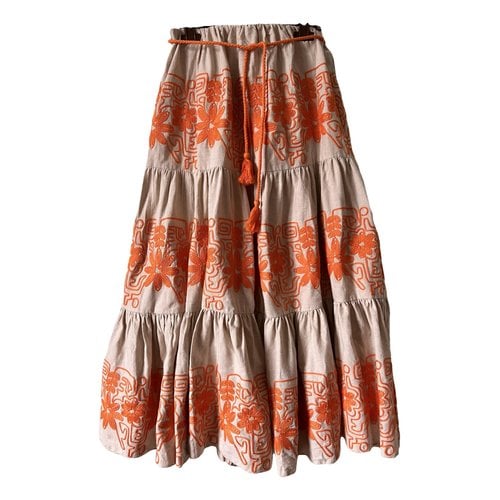 Pre-owned Maje Maxi Skirt In Orange