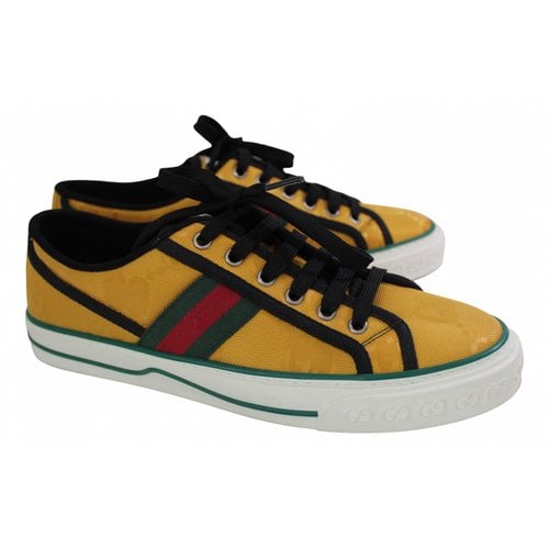 Pre-owned Gucci Tennis 1977 Fabric Trainers In Yellow
