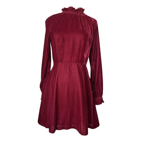 Pre-owned Maje Velvet Mini Dress In Burgundy