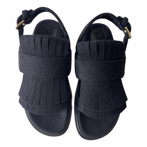 Pre-owned Marni Fussbett Tweed Sandals In Blue