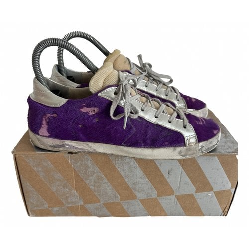 Pre-owned Golden Goose Superstar Faux Fur Trainers In Purple