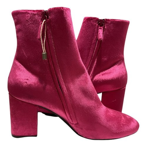 Pre-owned Balenciaga Velvet Ankle Boots In Pink