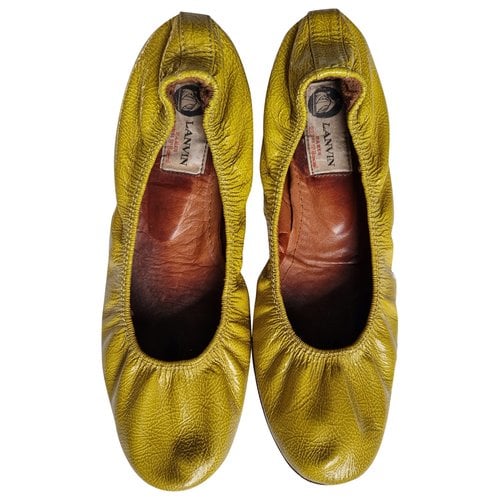 Pre-owned Lanvin Leather Ballet Flats In Green