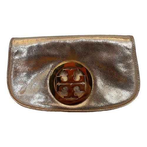 Pre-owned Tory Burch Leather Clutch Bag In Gold