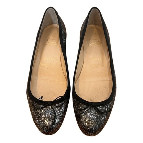Pre-owned Christian Louboutin Leather Ballet Flats In Metallic