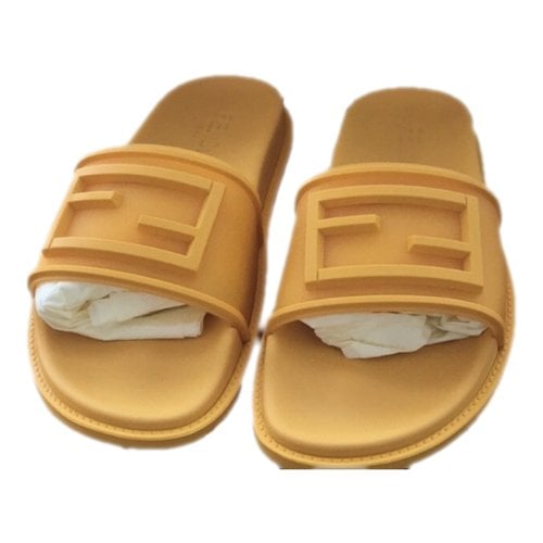 Pre-owned Fendi Leather Sandals In Yellow