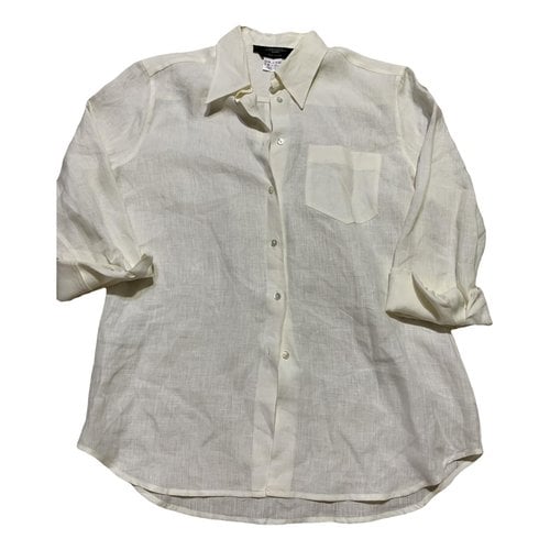 Pre-owned Max Mara Linen Blouse In White