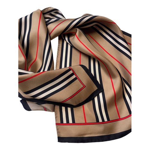 Pre-owned Burberry Silk Scarf In Gold