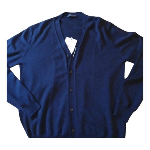 Pre-owned Prada Cashmere Cardigan In Navy