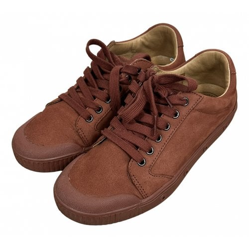 Pre-owned Spring Court Trainers In Brown