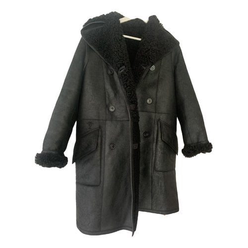 Pre-owned Dior Leather Coat In Black